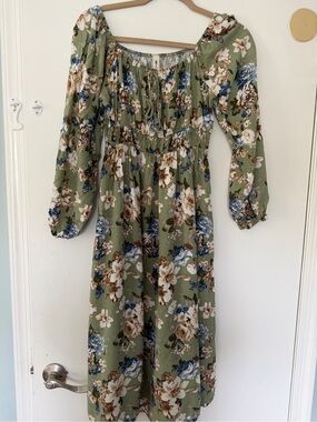 Vanilla Bay Olive Green Floral maternity Dress size M